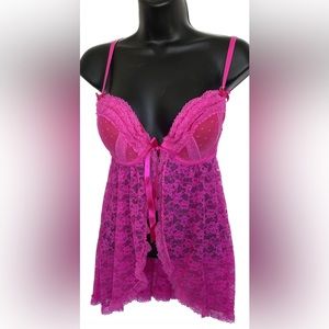 LS PNK Lace Baby Doll, M  *P1078